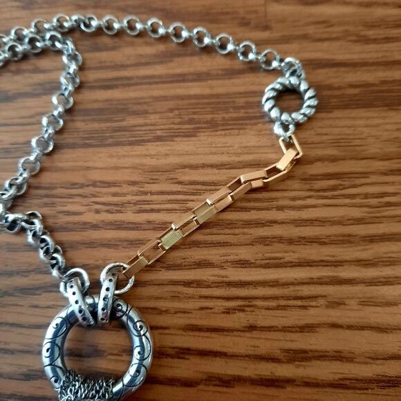 ❌️SOLD❌️BRIGHTON "Tassel in the Mix" Silver and Gold Knotted Necklace - Picture 4 of 10